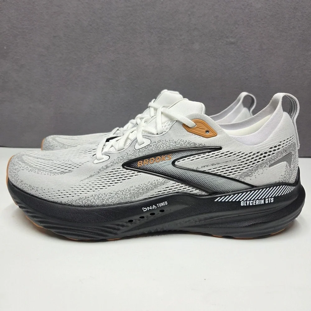 Brooks Glycerin GTS 22 Mens Running Shoes White Black Tan 1104461D135 Size 12.5